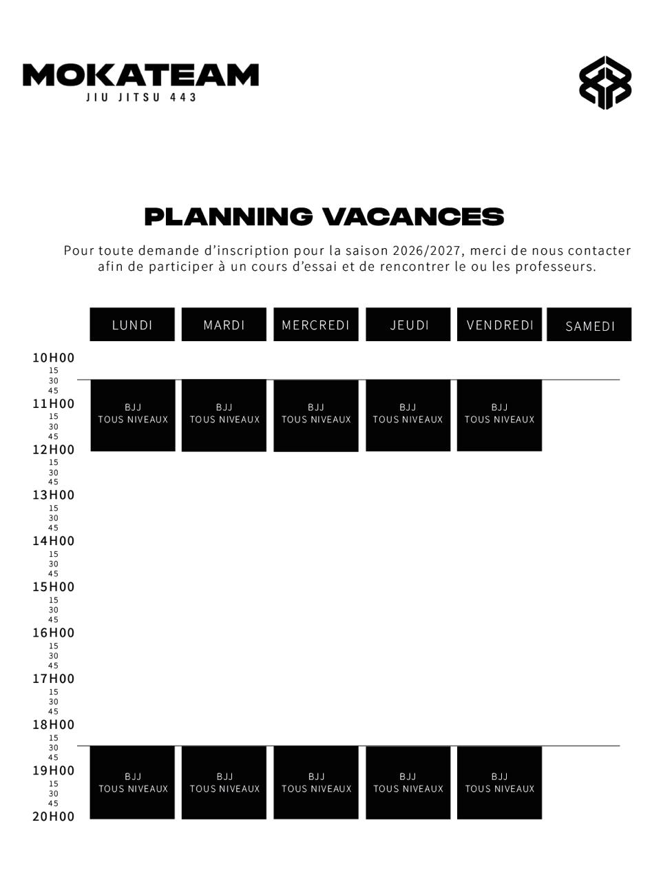 Planning vacances - Moka Team 443